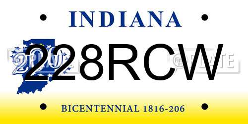 228RCW Indiana License Plate