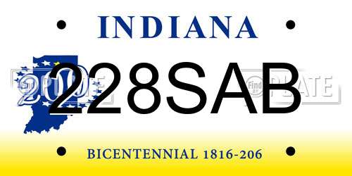 228SAB Indiana License Plate