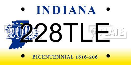 228TLE Indiana License Plate