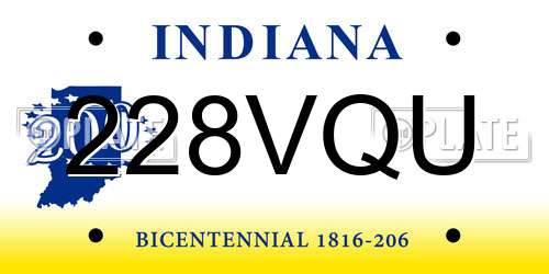228VQU Indiana License Plate
