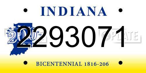 2293071 Indiana License Plate