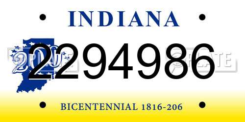 2294986 Indiana License Plate