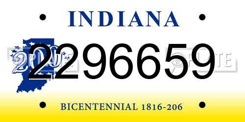 2296659 Indiana License Plate