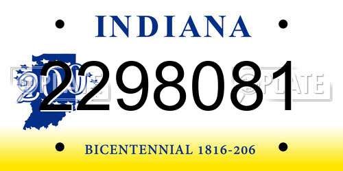 2298081 Indiana License Plate