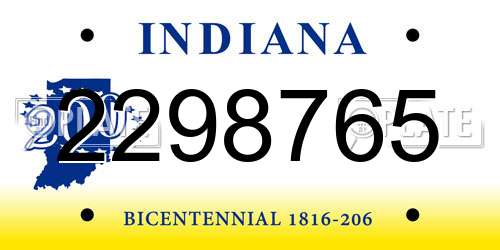 2298765 Indiana License Plate