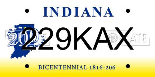 229KAX Indiana License Plate