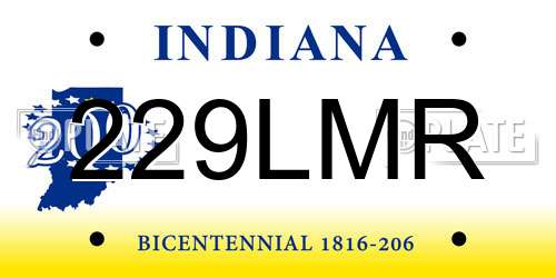 229LMR Indiana License Plate