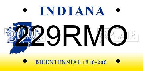 229RMO Indiana License Plate