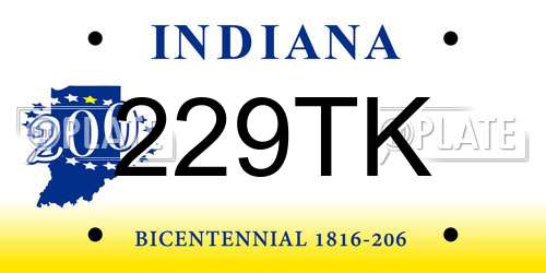 229TK Indiana License Plate