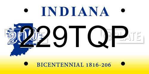 229TQP Indiana License Plate