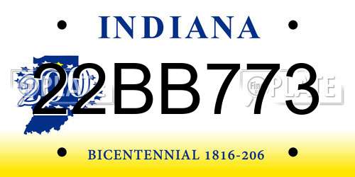 22BB773 Indiana License Plate