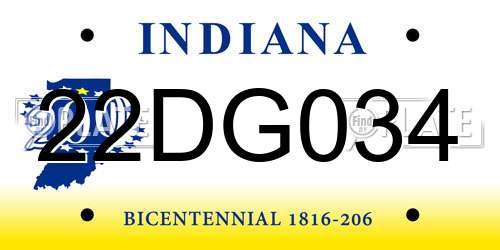 22DG034 Indiana License Plate