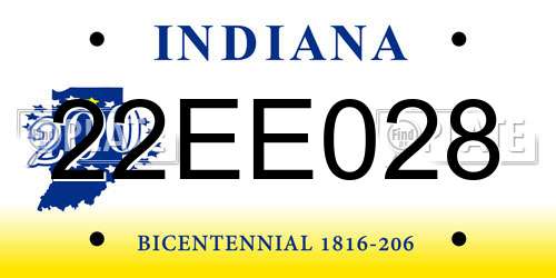 22EE028 Indiana License Plate