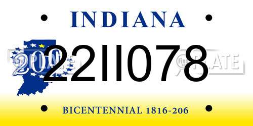 22II078 Indiana License Plate