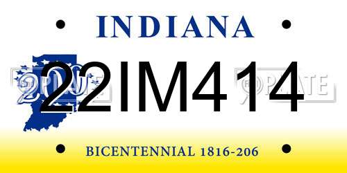 22IM414 Indiana License Plate