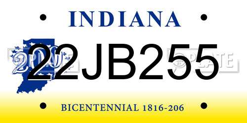 22JB255 Indiana License Plate