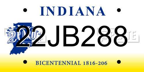 22JB288 Indiana License Plate