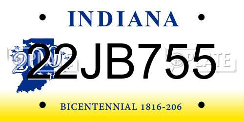 22JB755 Indiana License Plate