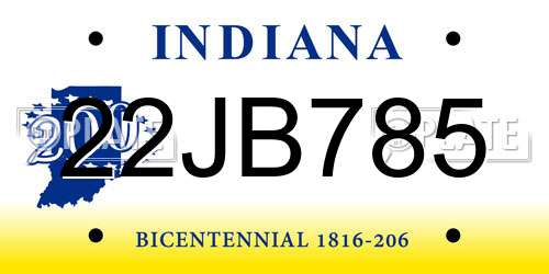 22JB785 Indiana License Plate