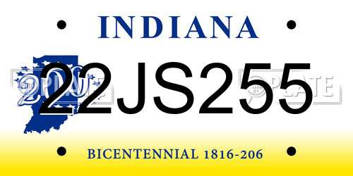 22JS255 Indiana License Plate