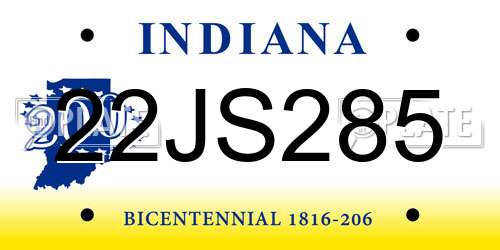 22JS285 Indiana License Plate