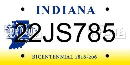 22JS785 Indiana License Plate