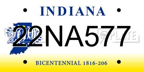 22NA577 Indiana License Plate