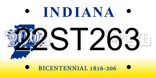 22ST263 Indiana License Plate