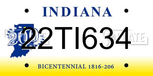 22TI634 Indiana License Plate
