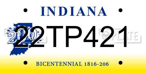 22TP421 Indiana License Plate