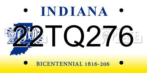 22TQ276 Indiana License Plate