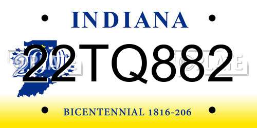 22TQ882 Indiana License Plate
