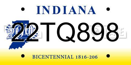 22TQ898 Indiana License Plate