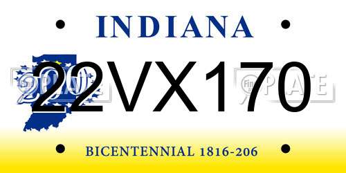 22VX170 Indiana License Plate