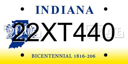 22XT440 Indiana License Plate