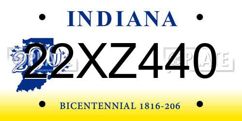 22XZ440 Indiana License Plate