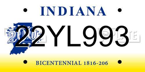 22YL993 Indiana License Plate