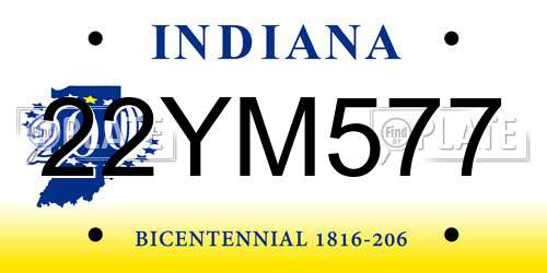 22YM577 Indiana License Plate