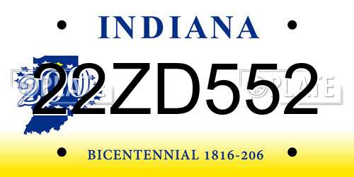 22ZD552 Indiana License Plate