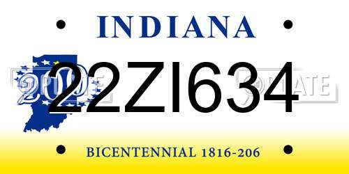 22ZI634 Indiana License Plate