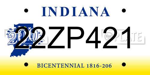 22ZP421 Indiana License Plate
