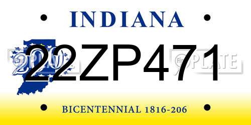 22ZP471 Indiana License Plate
