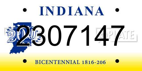 2307147 Indiana License Plate
