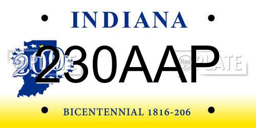 230AAP Indiana License Plate