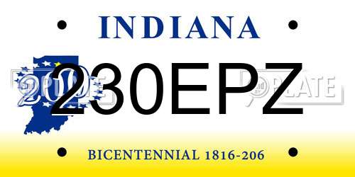 230EPZ Indiana License Plate