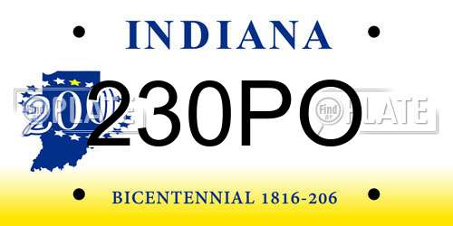 230PO Indiana License Plate