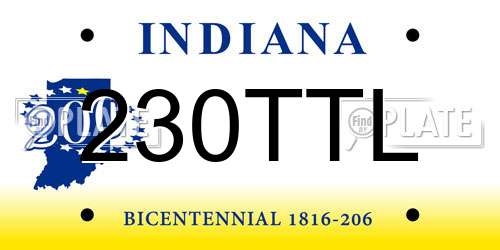 230TTL Indiana License Plate