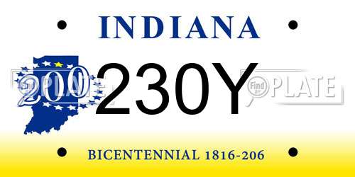 230Y Indiana License Plate