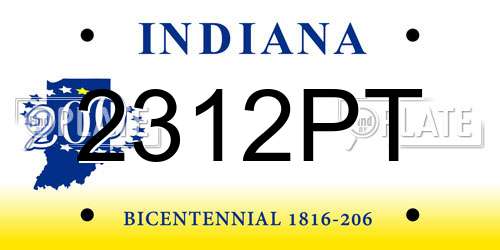 2312PT Indiana License Plate