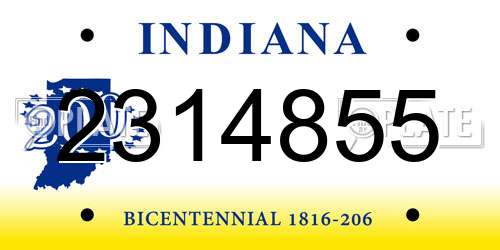 2314855 Indiana License Plate